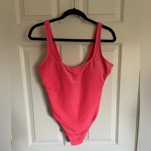Good American Sparkling Coral Pink One-Piece Swimsuit